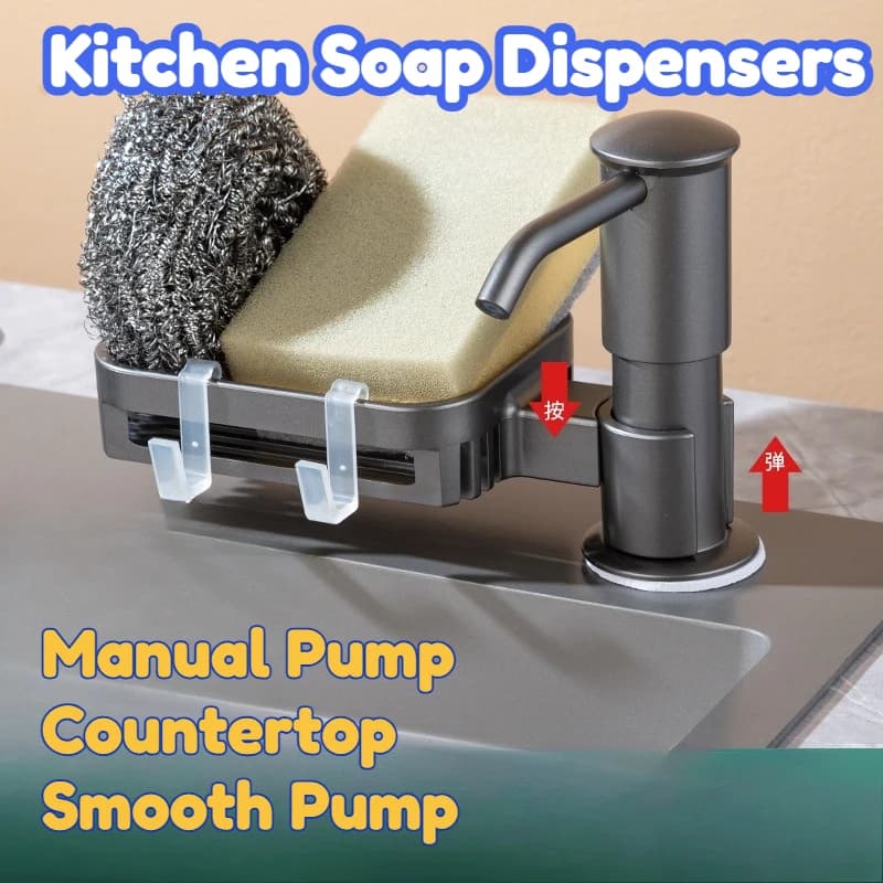 Dispenser di sapone da cucina con tubo di prolunga per pompa in acciaio inossidabile integrato, adatto per tubi da 24-40 mm, facile da installare, resistente alla ruggine, con flusso uniforme.