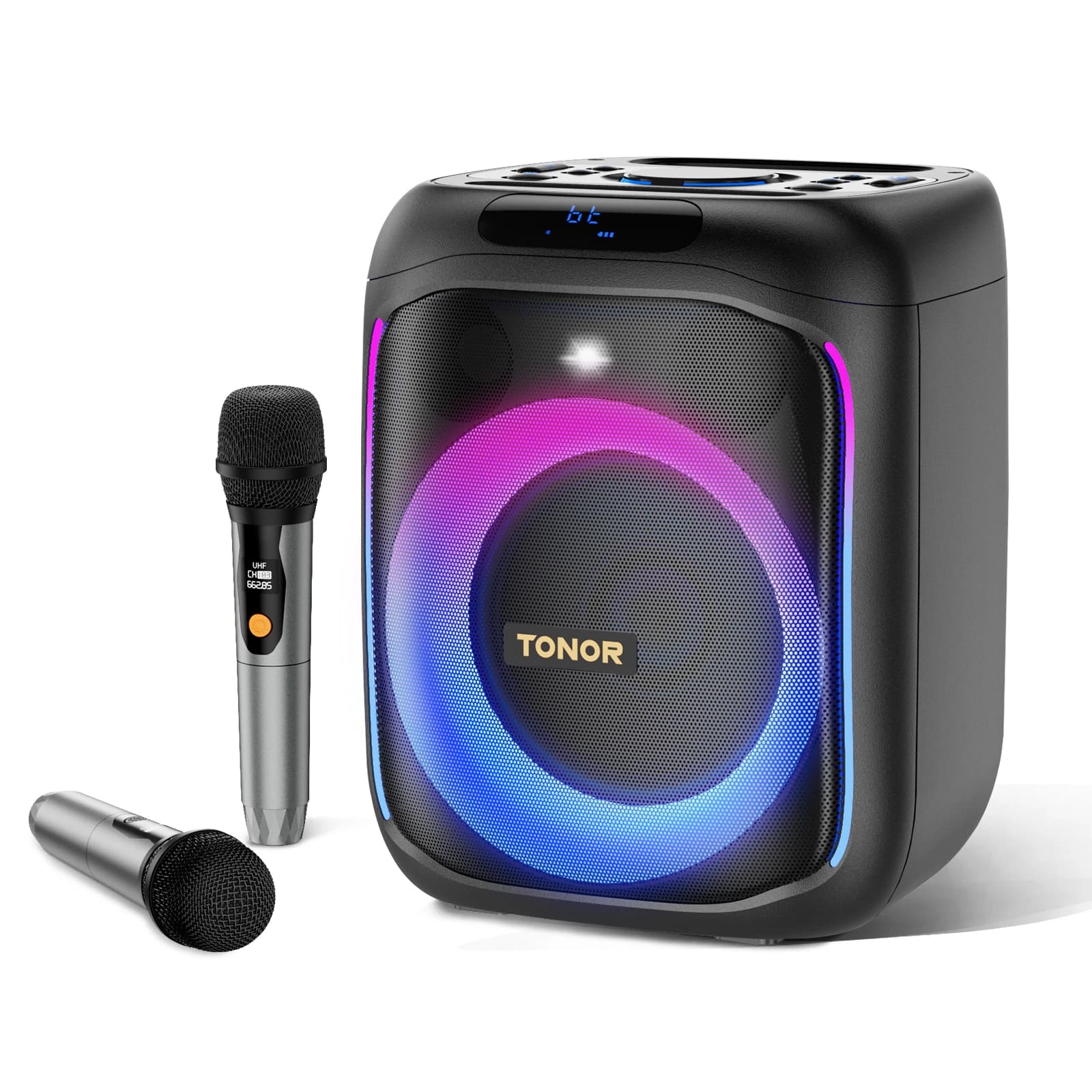 Macchina per karaoke portatile con 2 microfoni, macchina per karaoke per adulti, set di altoparlanti per karaoke Bluetooth
