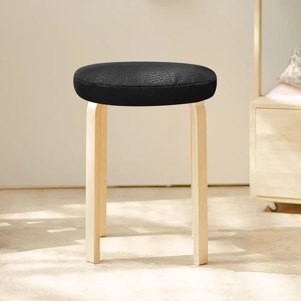 2 Pieces Black Round Bar Covers in Elastic Fabric, 35cm Universal Kitchen Seats Modern Style Washable for Kitchen Bar Lunch Room