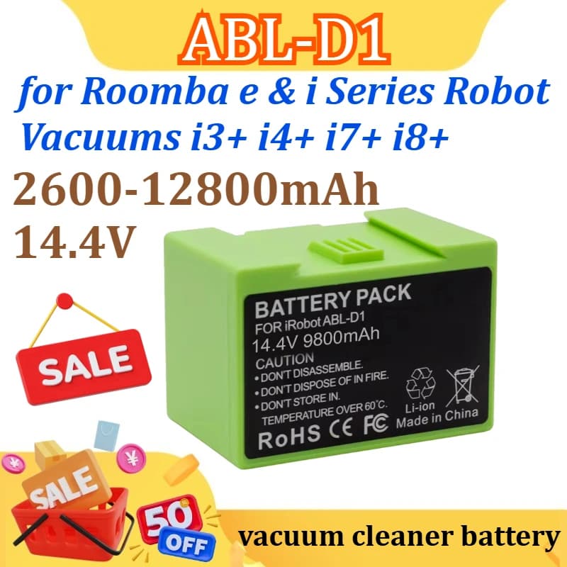 ABL-D1 Batteria di ricambio autentica da 14,4 V 2600-12800 mAh per aspirapolvere robot Roomba serie e e i i i3+ i4+ i7+ i8+