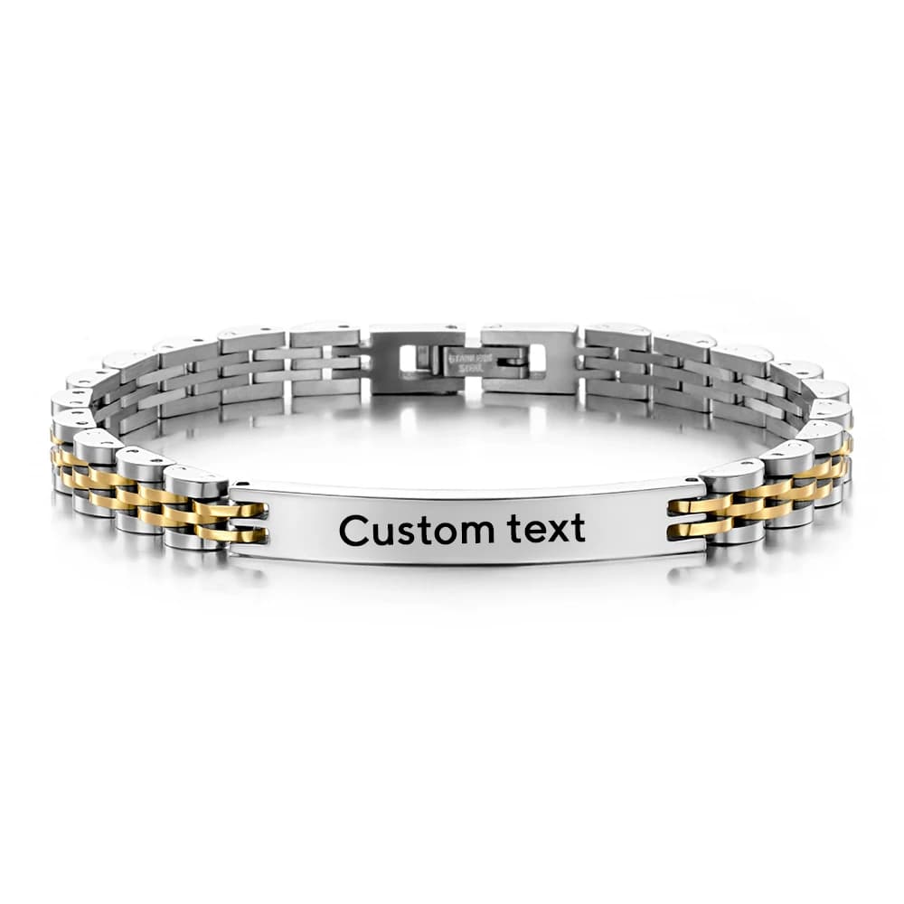 Bracciale in acciaio inossidabile da 6 mm, stile punk, con incisione personalizzata del nome, unisex, con logo personalizzato, cinturino per orologio, gioiello regalo per uomo e donna