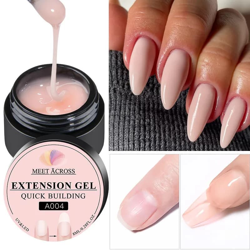 MEET ACROSS 8ML Quick Extension Nail Gel Vernis Nude White Milk Gel Nail Polish UV Semi Permanent Art Nails for manicure tools