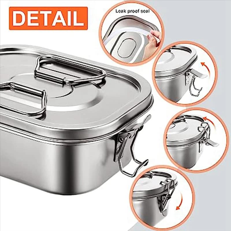 Contenitore per il pranzo con scatola per il pranzo in acciaio inossidabile CHCH con maniglia a valvola ermetica per bambini e adulti a doppia parete in metallo
