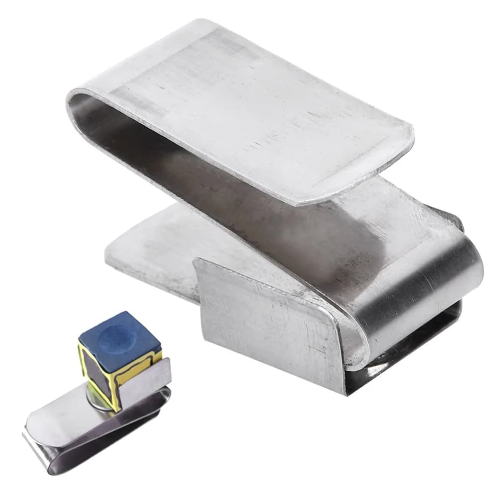 Porta Gessetto Portatile in Acciaio Inox con Clip Argento, Supporto Magnetico per Gessetto da Biliardo e Snooker