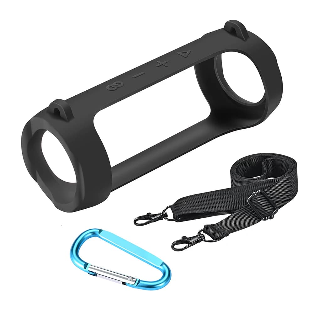 Silicone case with snap hook, waterproof, Bluetooth compatible, with adjustable shoulder strap for JBL Flip 6/Flip 5