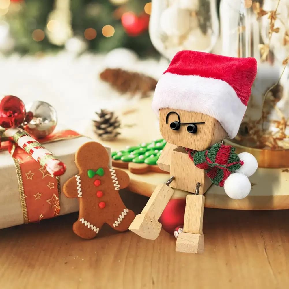 1 Set Scuotendo Uomo di Legno Natale Blocco di Legno Uomo con Gambe Scuotendo 12 Magnetico Divertente Babbo Natale Figurine Decorazione Della Casa Di Natale