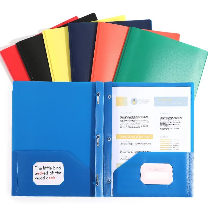 Cartella di file in PP Doppia tasca Copri report con anello a D Organizzatore di documenti in tinta unita in stile americano per materiale scolastico per ufficio