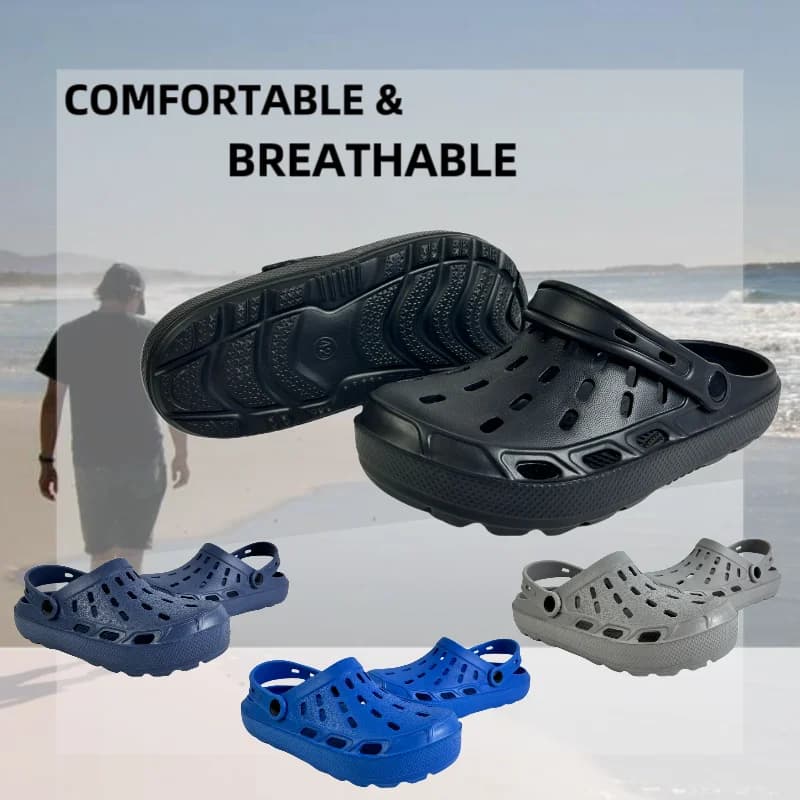 Sandali da uomo casual con punta chiusa, ciabatte con plateau in EVA, antiscivolo, traforate, multifunzionali, da spiaggia, per ragazzi.