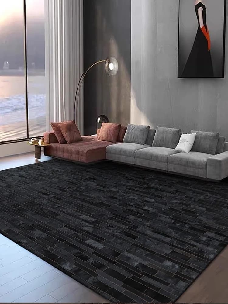 Handmade Real Cowhide Carpet Living Room Black Modern Genuine Cow Fur Customize Area Rug Bedroom Decor Sofa Coffee Table Mat