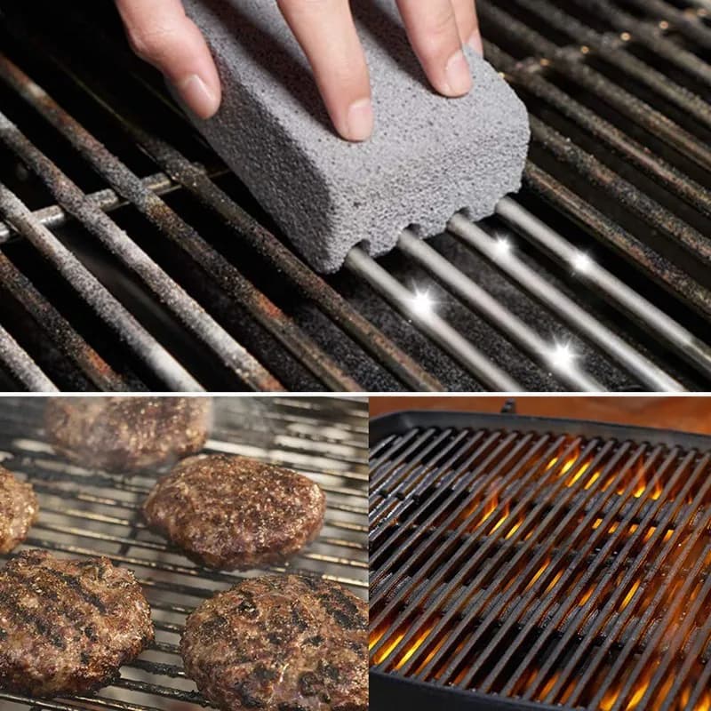 Pietra Pomice Naturale per Pulizia Griglie, Blocco per BBQ, Strumento per Rimuovere Macchie d'Olio, Detergente per Cucina Esterna