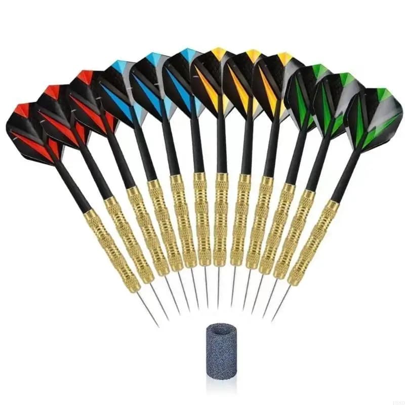 Set of 12Pcs 14 Grams Steel Tip Professional Darts Sets with Plastic Shaft Darts
