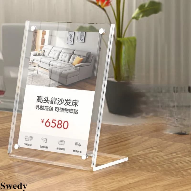 10 Pezzi Porta Cartelli Magnetici in Acrilico a Forma di L A6 10x15cm, Espositore per Poster, Porta Menu per Ristoranti, Porta Etichette Prezzi