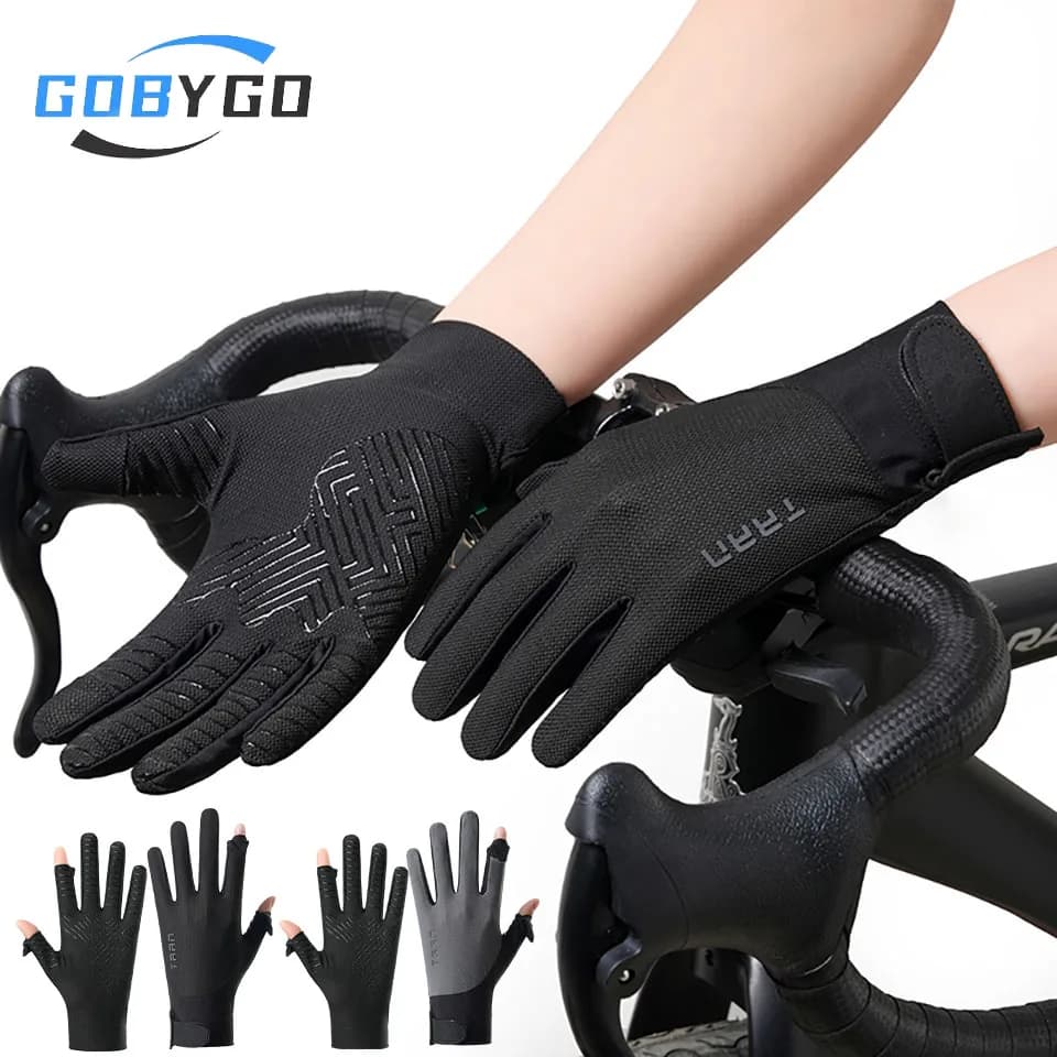 GOBYGO 1 paio di guanti elastici estivi per moto, guanti in seta ghiacciata con touchscreen, antiscivolo, protezione UV, guanti da ciclismo, guanti da pesca, unisex