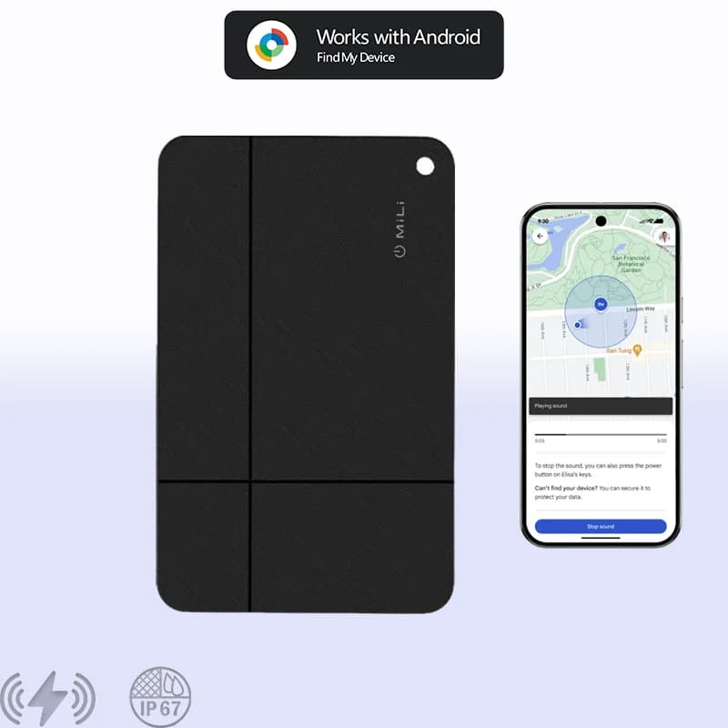 Portafoglio MiLi Localizzazione scheda anti-smarrimento Smart Tag con Google Trova il mio dispositivo Scheda ultrasottile Carica wireless IP67