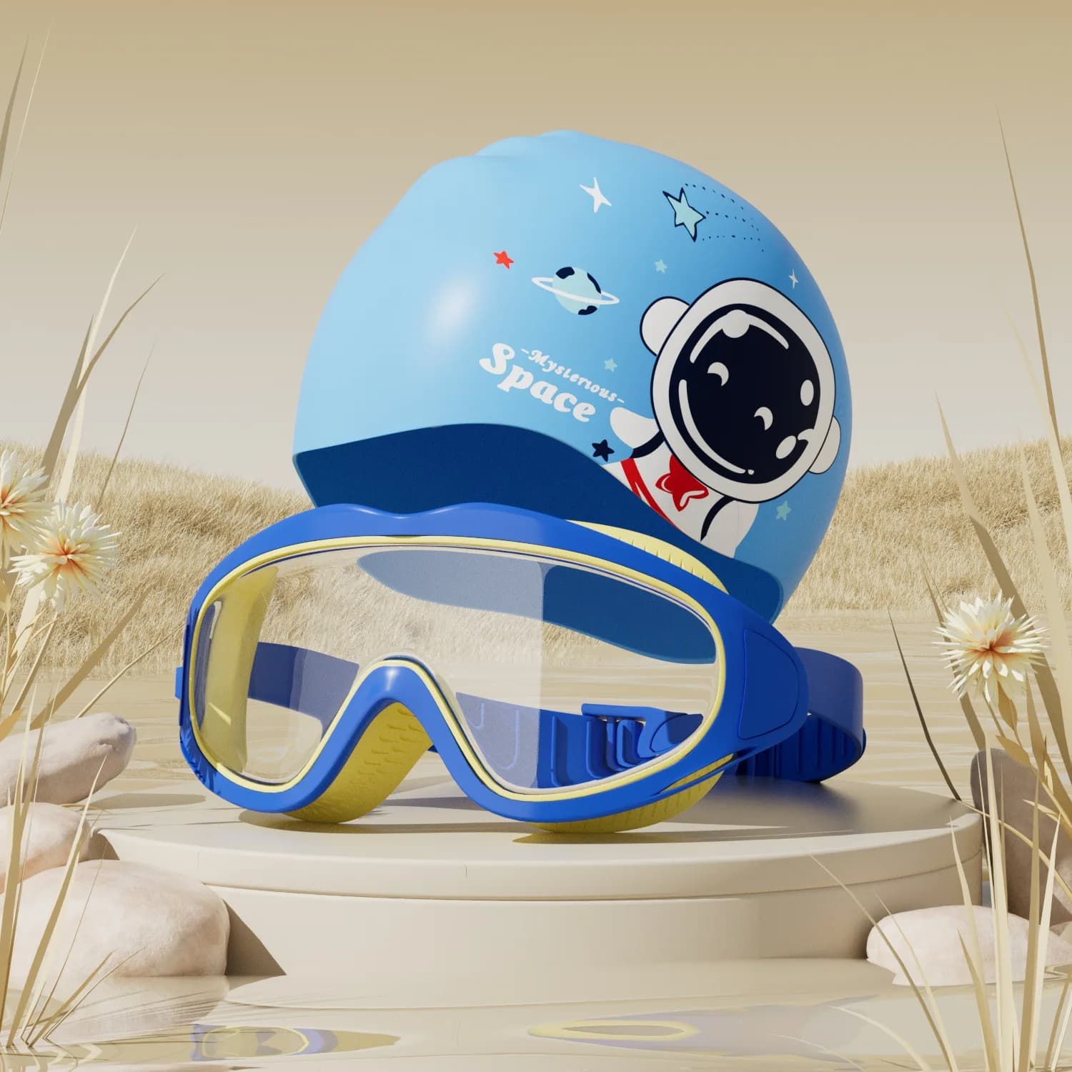UV anti-fog protection Large frame Outdoor water sports Beach Surfing Swimwear Children HD View Adjustable waterproof swimming glasses