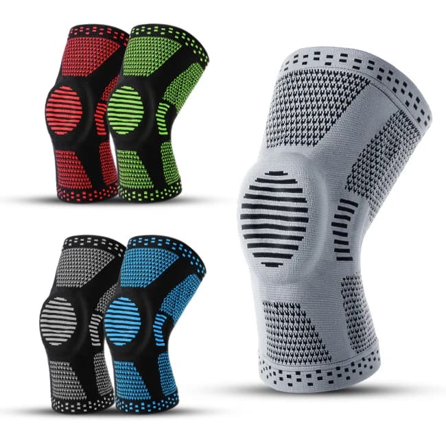 Supporto per Ginocchio a Compressione Sportiva, Protezione per Rotula, Fascia in Silicone Intrecciata con Molle per Ciclismo, Corsa, Basket, Calcio