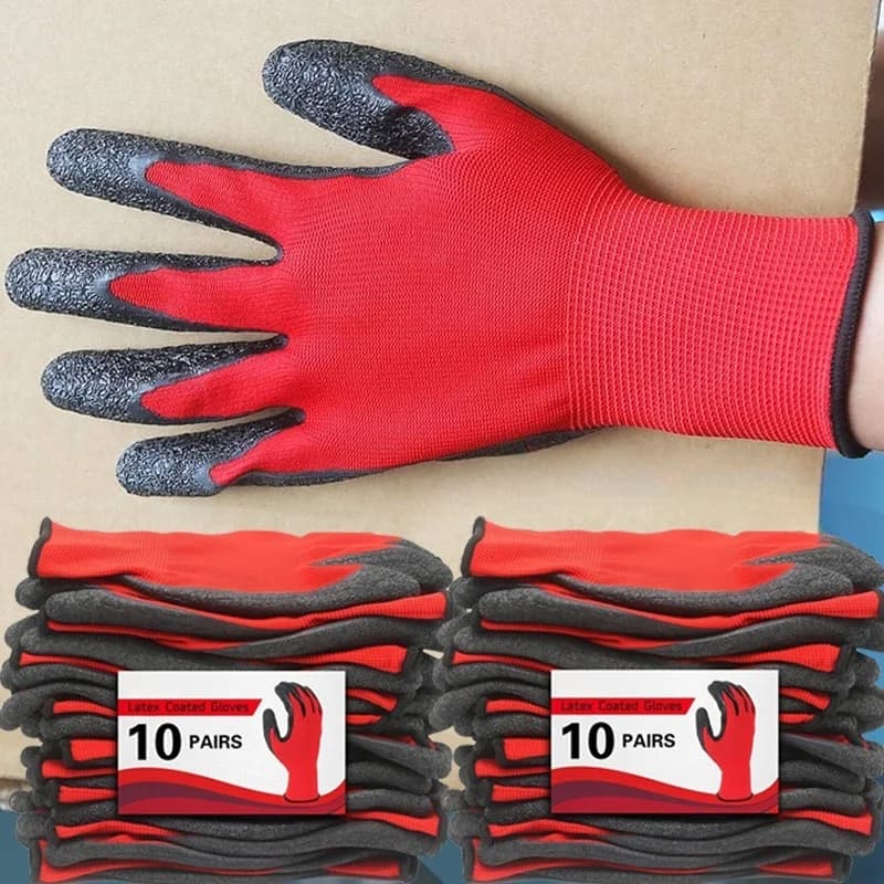 1/10 paia antiscivolo addensare guanti da lavoro di sicurezza in lattice di gomma guanti rivestiti con palmo guanti da lavoro meccanico per attrezzi da lavoro da giardino