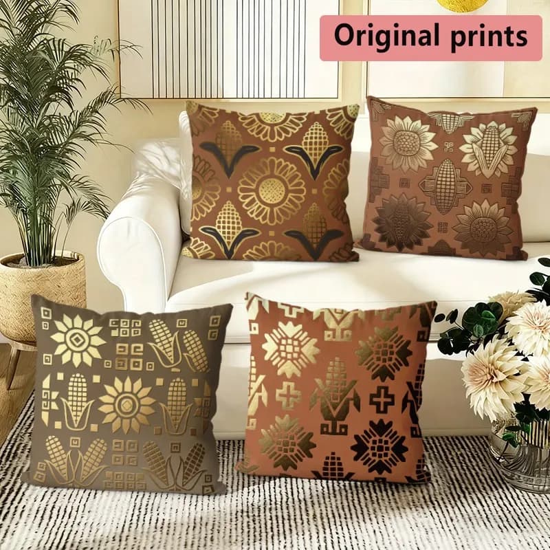 Southwestern Sun Corn Farmhouse Pillow Covers Pattern Cushion Cover Suitable for Sofa Bedroom Car Pillow Cover