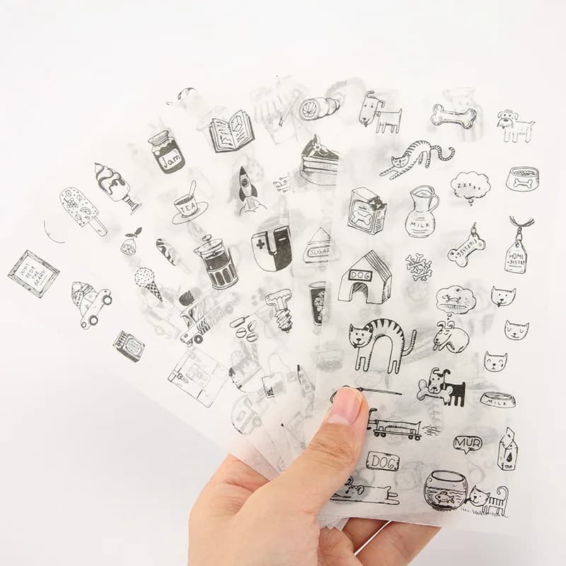 6Sheets/Set Coffee Shop Creative Decoration Scrapbooking Stickers Transparent PVC Stationery Planner Stickers