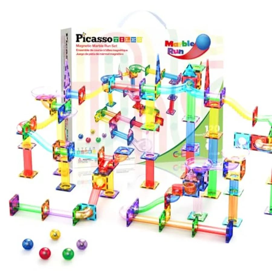 Set di Costruzioni Magnetiche da 120 Pezzi con Pista per Biglie, Gioco Educativo STEM Compatibile per lo Sviluppo Cerebrale