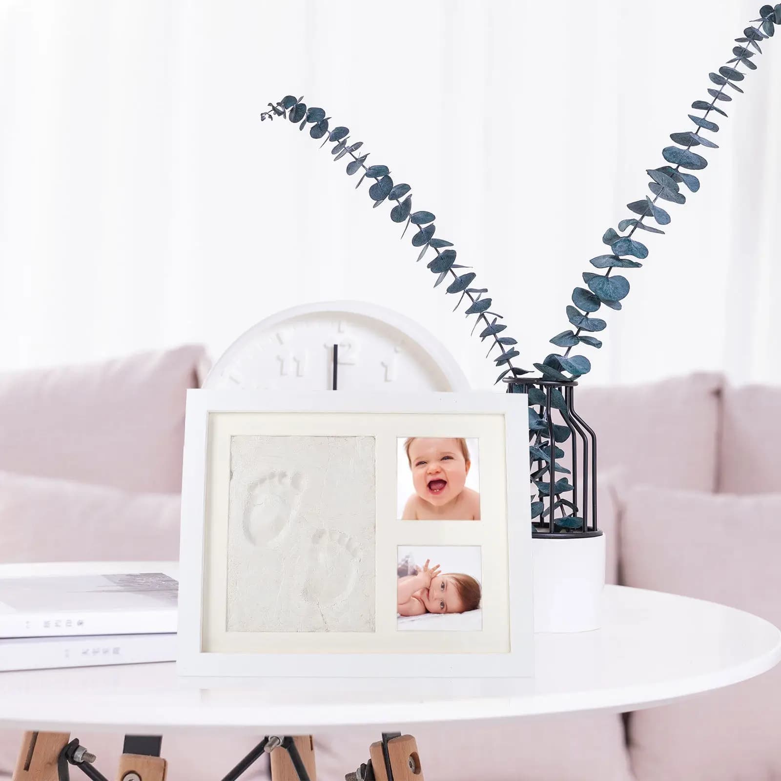Set Frame Photo Frame with Hand Impronta, Creative Display Fai-da-Te, Multifunctional Desk Decoration, Unique Photo Frame for Home