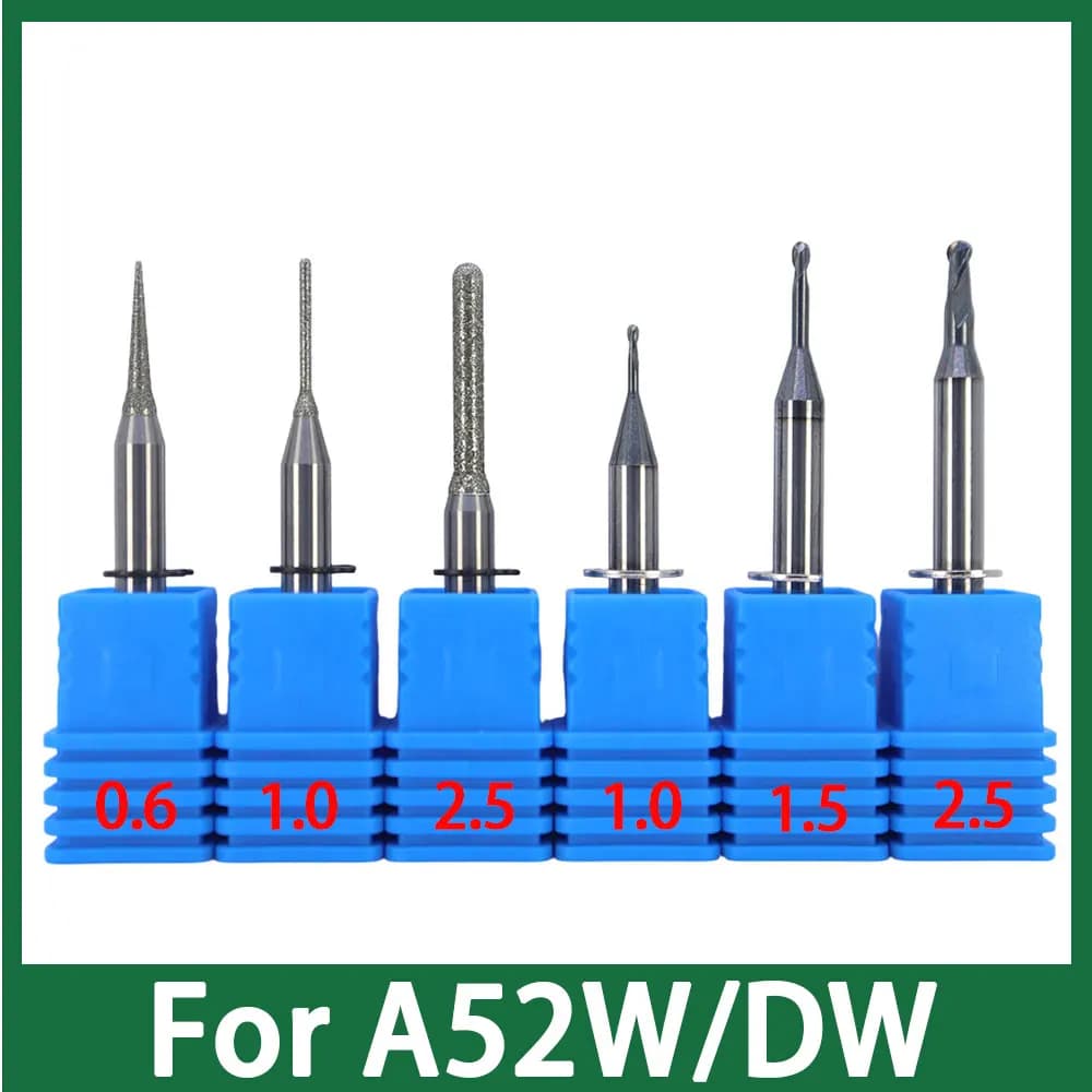 Wet System Milling Cutters Comaptiable With Upcera A52W/A52DW CADCAM D4.0 for Glass Ceramic, Titanium, Co-Cr, PMMA