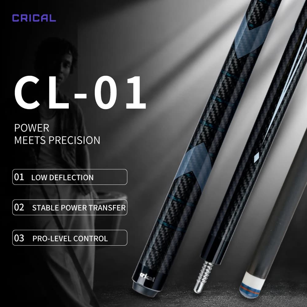 Carbon Fiber Pool Cue Stick Low Deflection 12.5mm Sapphire Tip 3/8x8 Adjustable Weight 58in 19-20oz Billiard CRICAL