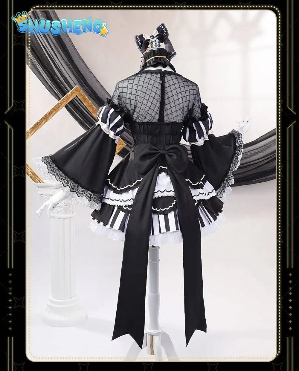 Costume Cosplay Anime Magical Girl Witch Trial Saeki Miria, Abito in Stile Gotico Dolce, Copricapo, Calze, Accessori, Halloween, Donna, Lolita