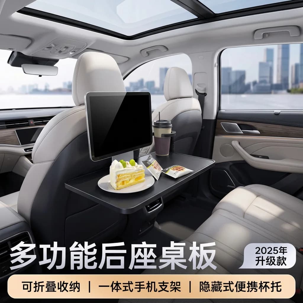 Tavolo pieghevole multifunzionale per sedile posteriore per auto ad angolo regolabile - Notebook da ufficio per auto e supporto per telefono per viaggi/lavoro