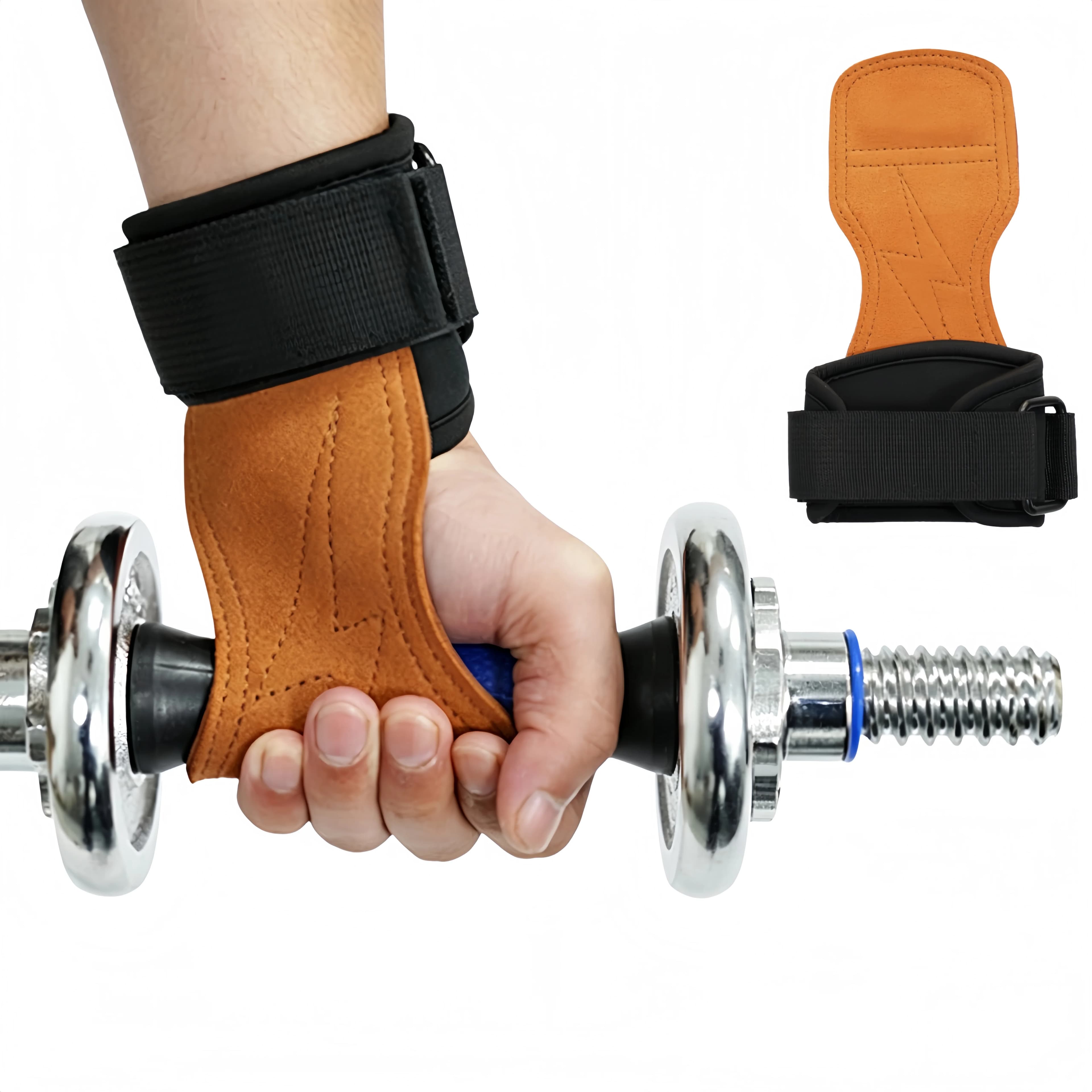 1 Pair Leather Weight Lifting Straps Anti‑Slip Deadlift Grips for Gym Cross Training Pull‑Ups Kettlebell Rows Strength Training