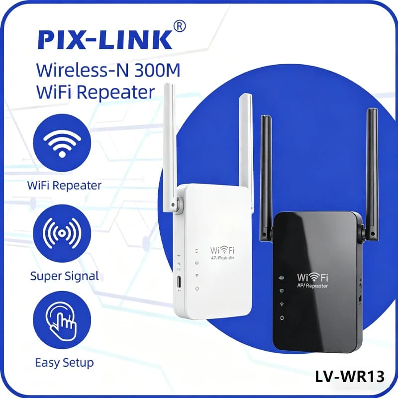 PIX-LINK WR13 Ripetitore WiFi 300Mbps, Amplificatore di Segnale, Router Wireless AP 2.4GHz, 2 Antenne Esterne, Configurazione Facile WPS, Penetrazione Pareti