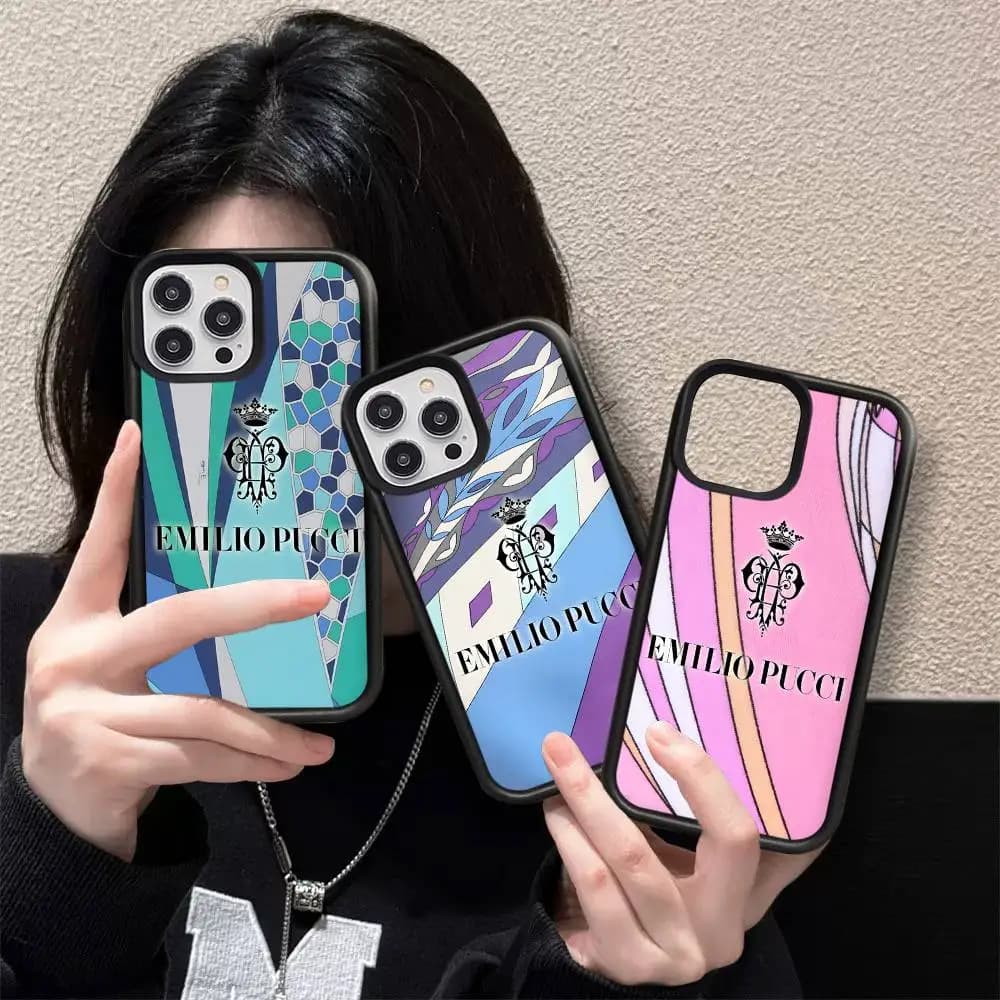 E-Emilio Logo Pucci Phone Case For iPhone 16 E 16 15 14 Plus 17 13 12 11 Pro Max TPU+PC Shockproof Cover