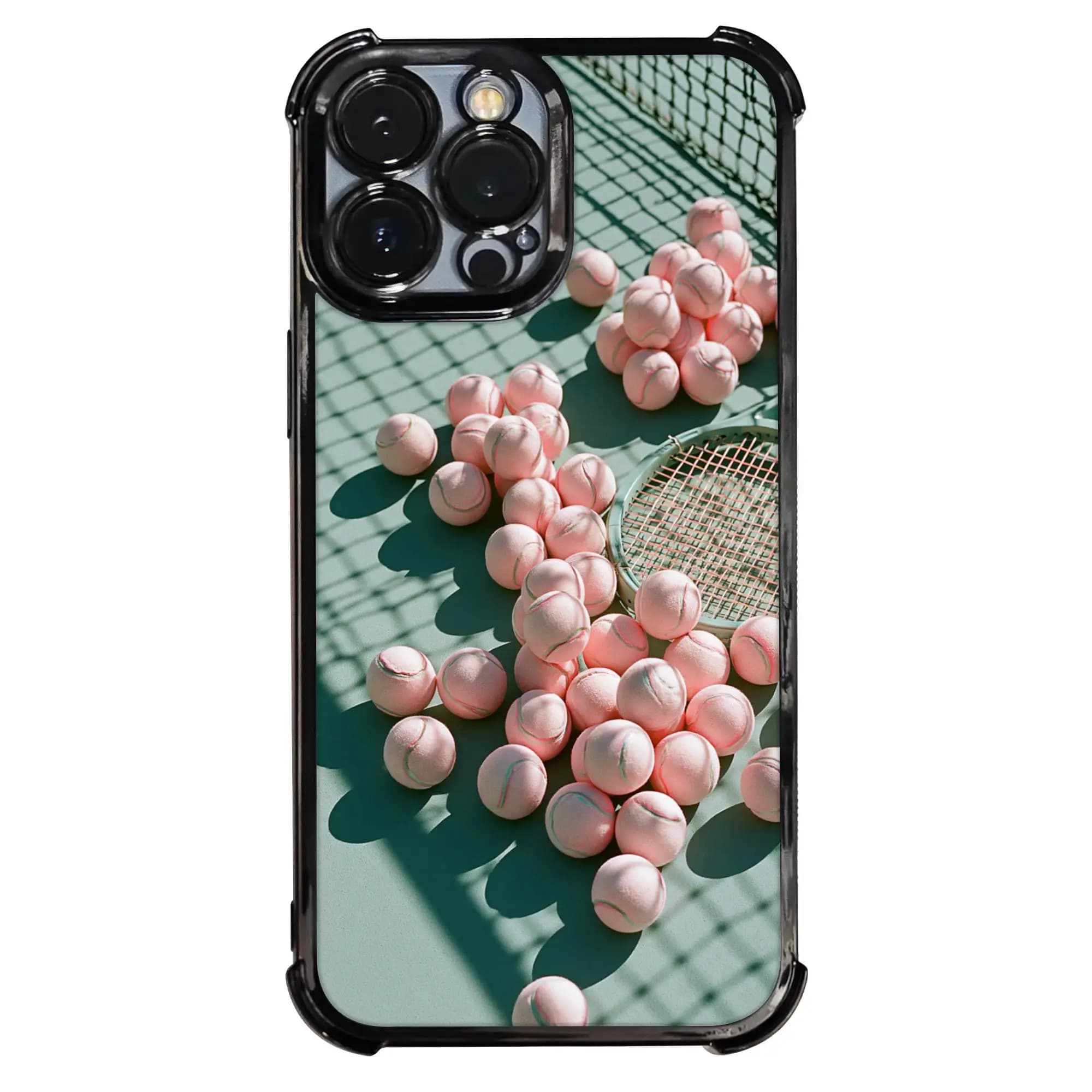Nuova Cover Antiurto Armor Rosa Coquette con Estetica Campo da Tennis, Processo di Elettroplaccatura per Vari Modelli di iPhone