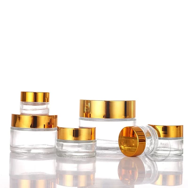 Glass Cream Box with Wood Veneer Face Cream Grinded Face Mask Bottle Portable Travel Mask Reusable Bottle for Lotion for Cosmetic Liquid Foundation