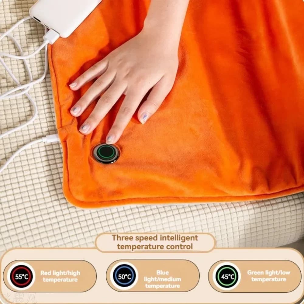 Mini cuscino riscaldante elettrico portatile USB 5V 19,6x11,8 pollici con cavo da 59 pollici per crampi e coperta termica per alleviare il mal di schiena