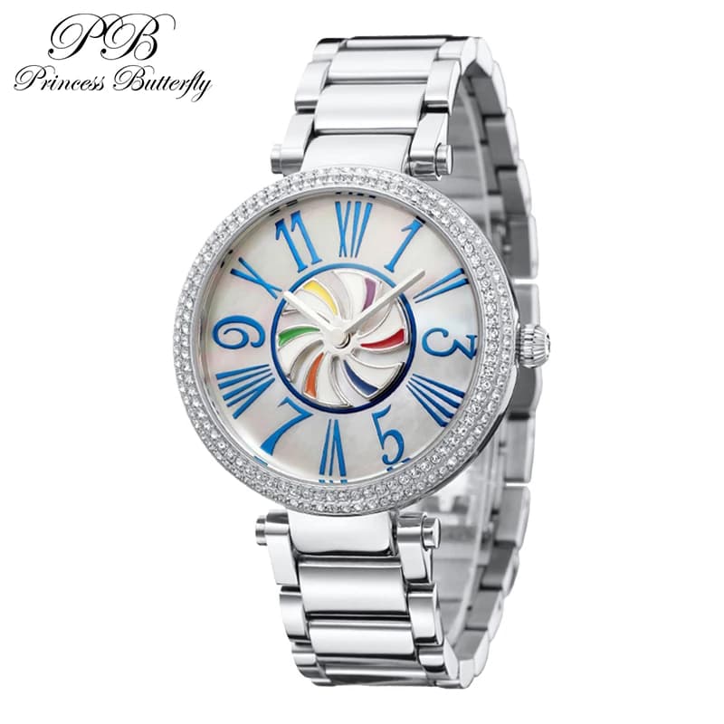 Princess Butterfly Watches Quartz Unisex Women's Luxury With Mulino Wind Colorful Pearl Women's Watch Stainless Steel Original