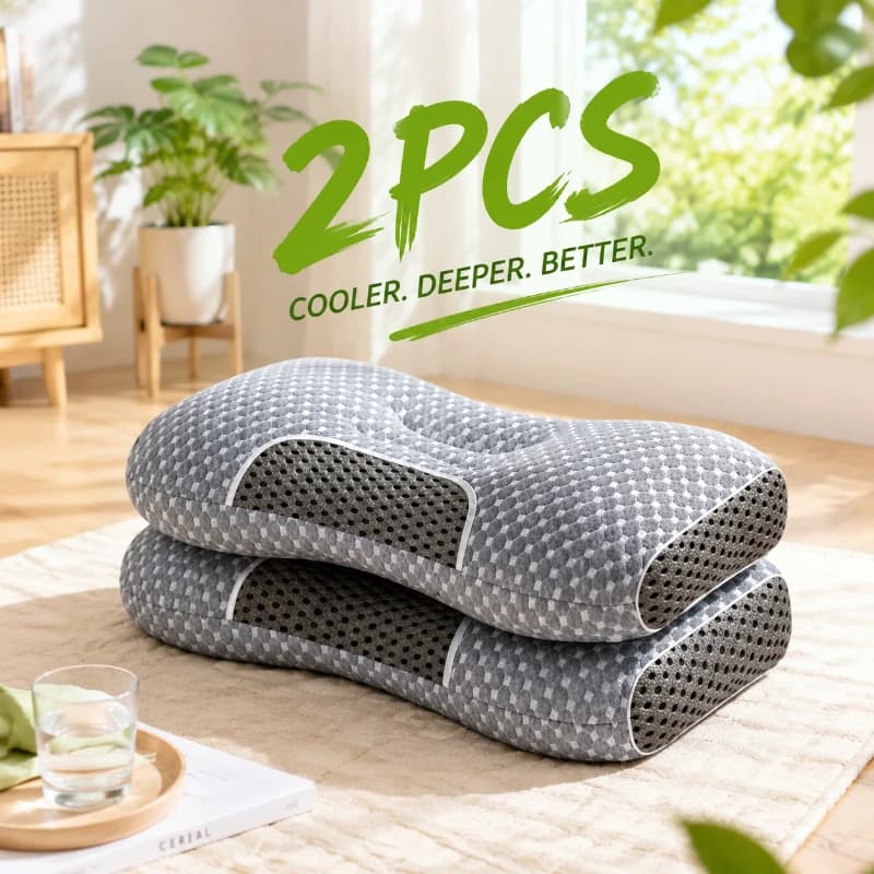 Orthopedic Contour Pillows 2-Pack, Adjustable Massage Structure, Supportive Pillows for Daily Sleeping