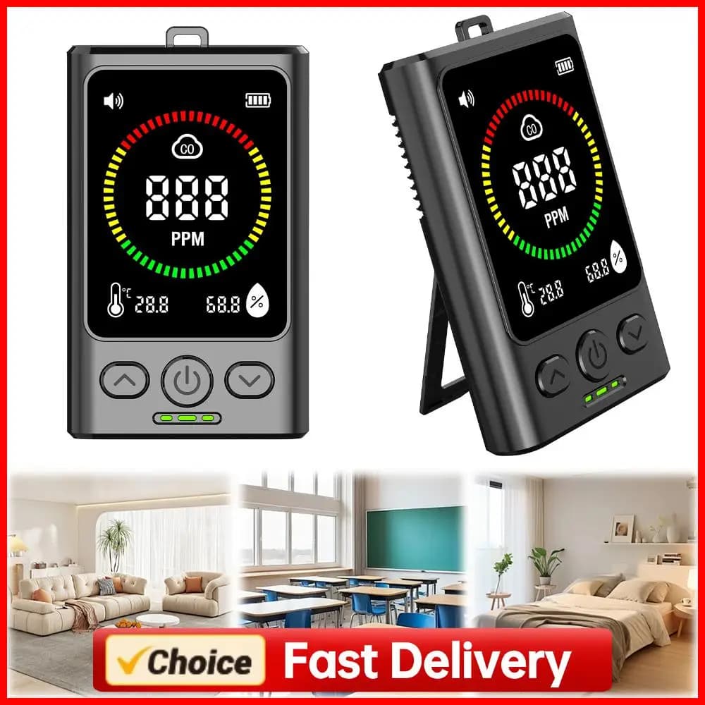 3-in-1 Carbon Monoxide Detector Rechargeable CO Detector with LCD Display CO Alarm Detector for Home Travel Hotel Indoor