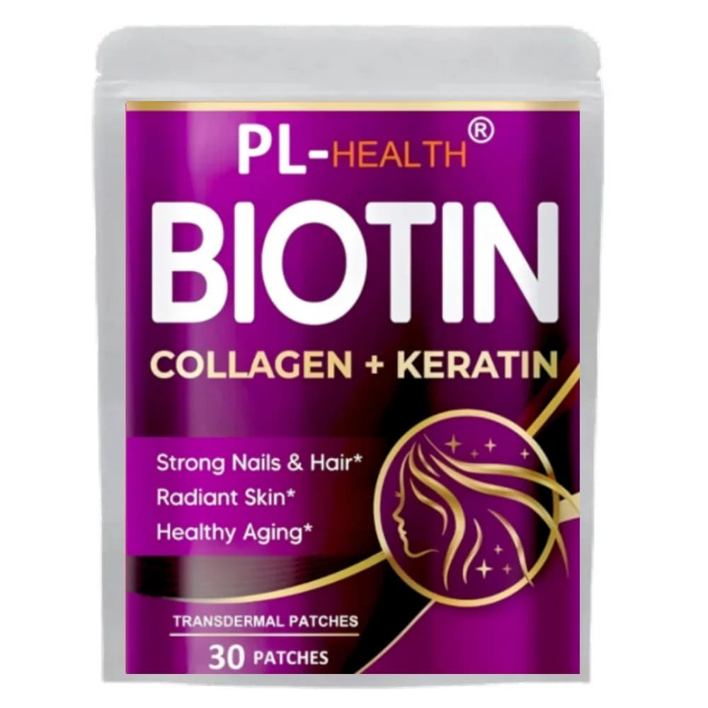 Transdermal patches to biotin with collagen for nails and hair, radiant skin, healthy aging -30 patches Supply of a month