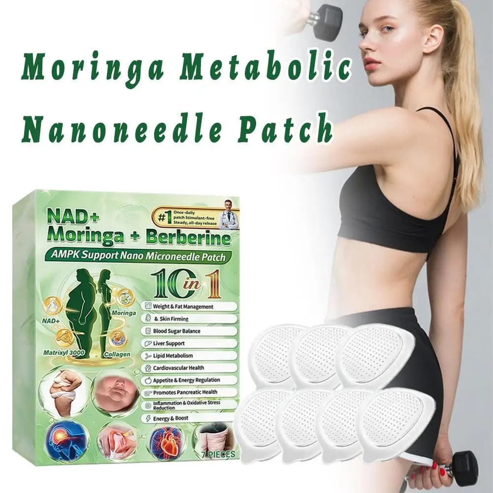 Cerotto per la Gestione del Peso e del Grasso Corporeo 10in1, con NAD+, Moringa, Berberina, Supporto AMPK, Patch Nano Microneedle per la Cura del Corpo e della Pancia