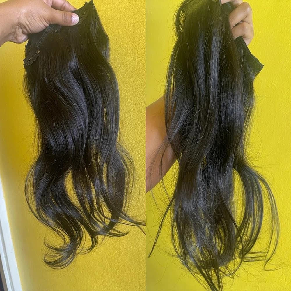 Straight hair clip from 200 grams for human hair for women Natural black hair 4C seamless hair