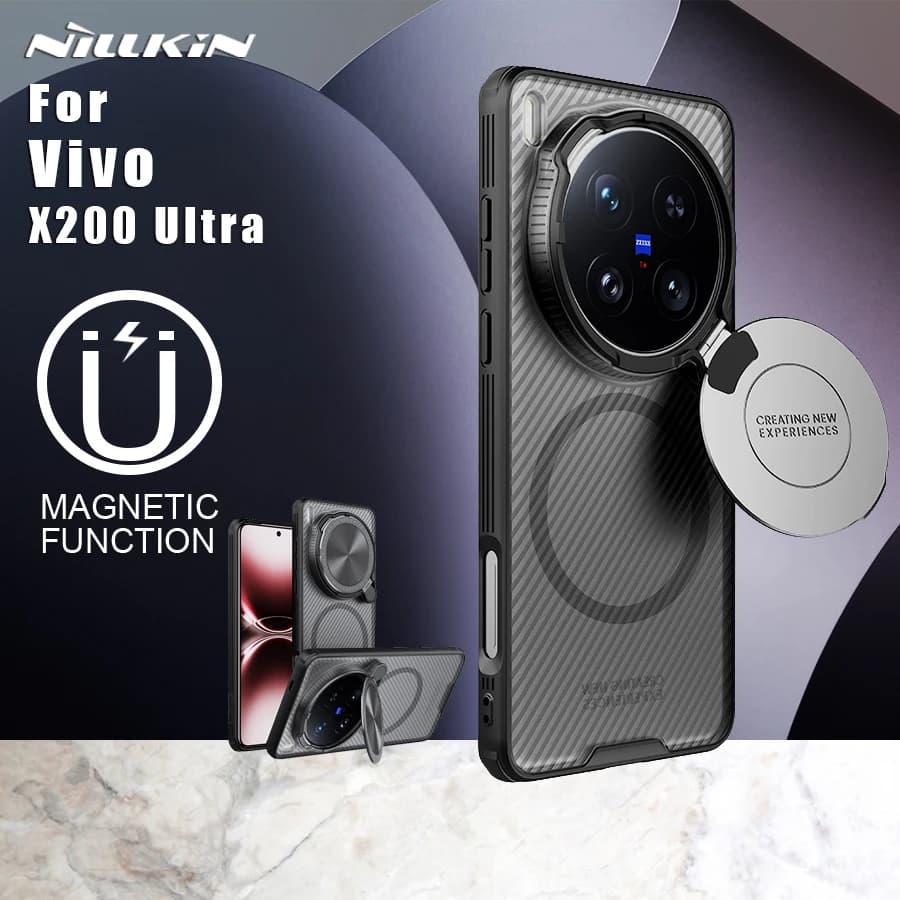 Nillkin Per Vivo X200 Ultra 5G Custodia Trasparente Nero Camshield Prop Ricarica Magnetica Obiettivo Magsafe Protezione Della Macchina Fotografica 360 copertura Posteriore