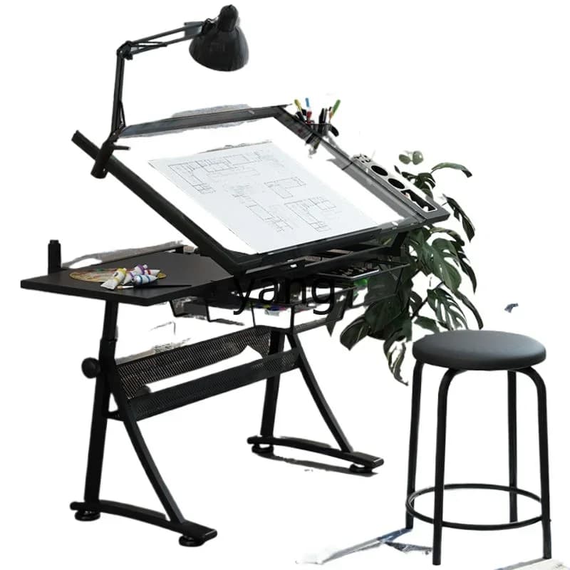 LH glass studio art painting table tutoring class training table and chair set calligraphy desk and chair