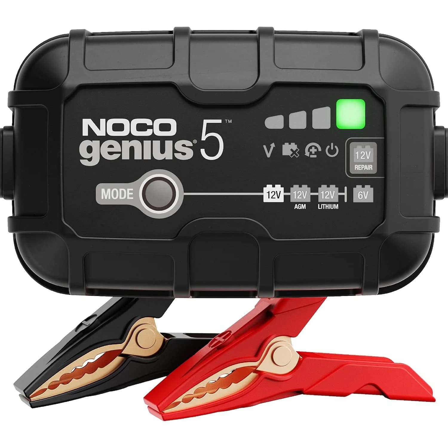 NOCO GENIUS5 5A 6V/12V Caricabatterie Intelligente Mantenitore di Carica con Desolfatore per Batterie al Piombo-Acido e al Litio