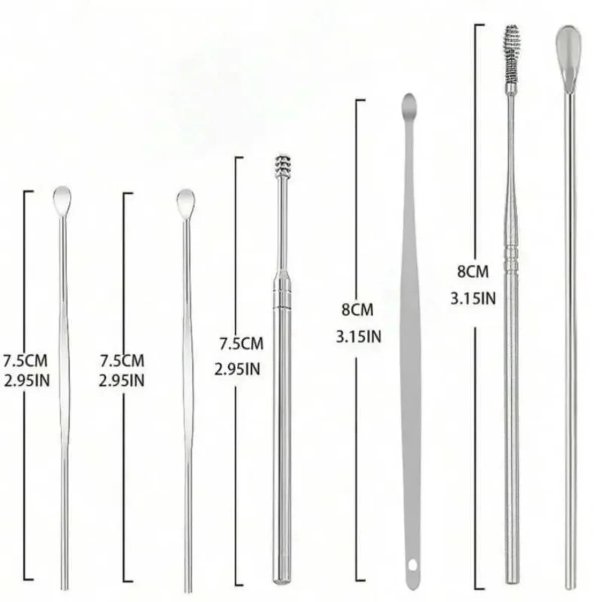 Set da 6 Pezzi in Acciaio Inossidabile per la Pulizia e il Massaggio delle Orecchie, Kit per la Rimozione del Cerume, Mini Strumento Portatile per Orecchie