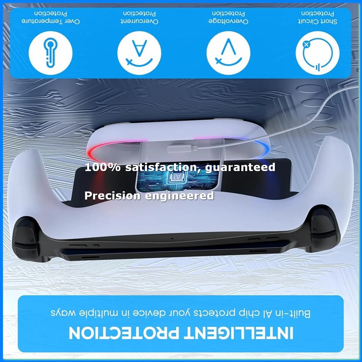 Stazione di Ricarica per Portal, Supporto Caricabatterie per Portal con Luce RGB e Cavo di Ricarica USB C-AD23