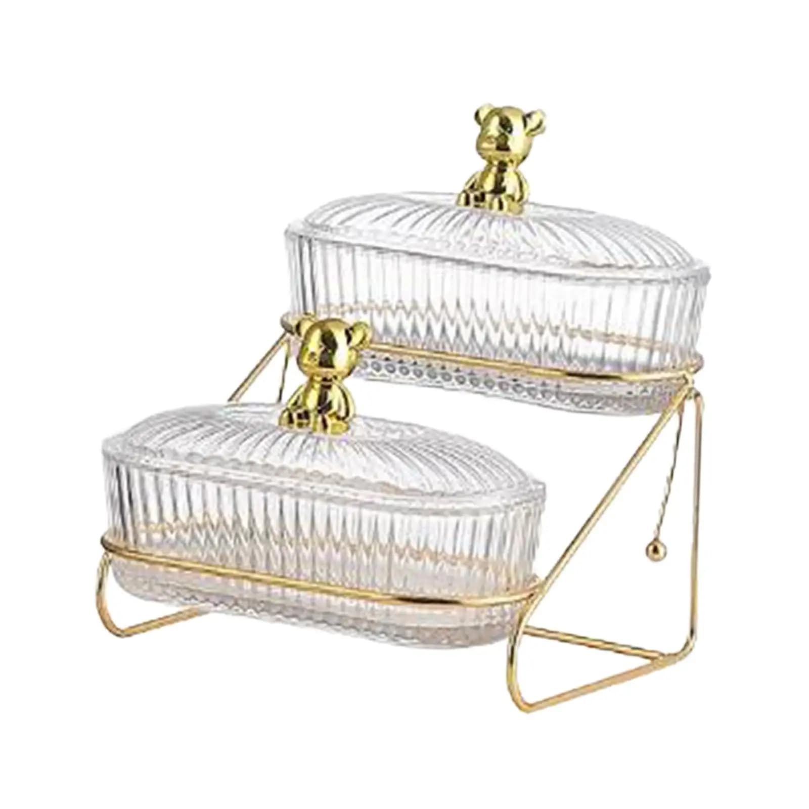 Piatto per Frutta Secca Trasparente Multifunzionale con Supporto in Ferro, Piattini per Snack, Caramelle, Cupcake, Biscotti, per Cucina