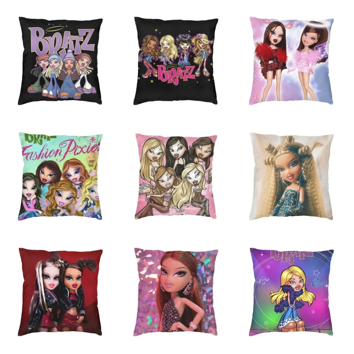 Bratz Rock Angelz 45x45 pillowcase for velvet cushion for cartoons Anime for auto pillowcase square living room