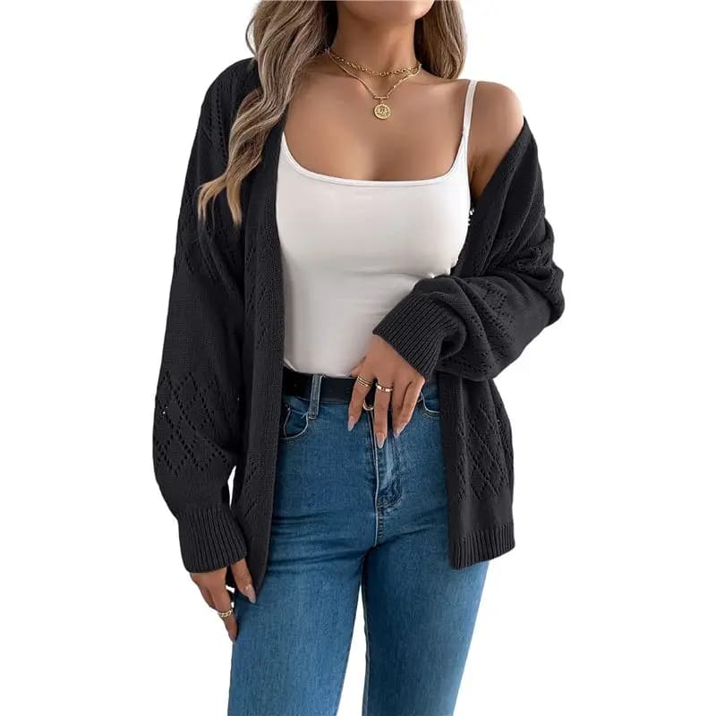 Crochet Cardigan For Women Long Sleeve Open Front Knit Oversized Cardigan Sweaters-A74P