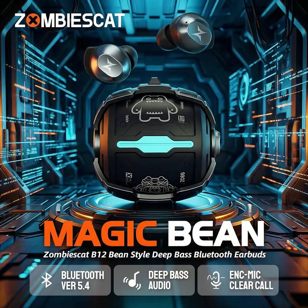Auricolari Wireless TWS Zombescat B12 Invisibili In-Ear Bluetooth 5.4 con Design Girevole Flip-Top, Cuffie Sportive Bluetooth